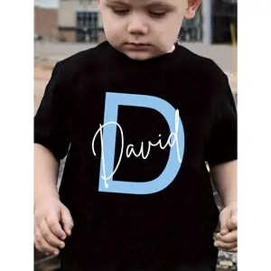 Custom Boys' Letter Print Personalized Name T-Shirt