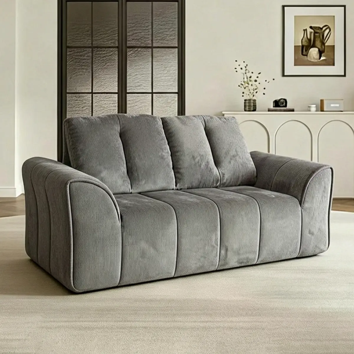 [Fahuac] 70-Inch Modern Chenille Loveseat Sofa with Wide Frame, Curved Arms, Tufted Stitching, Deep Seat, Memory Foam, Pocket Springs, No-Assembly Cloud Couch for Living Room, Apartment