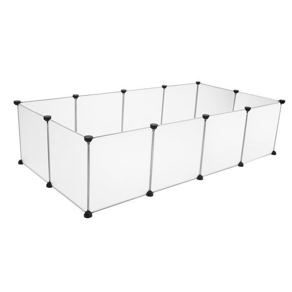 12 Panels Transparent Small Animals Playpen,28" x 56" x 14" Portable Pet Playpen,Plastic Enclosure,Puppy Play Pen for Indoors Outdoor Pet Fence for Guinea Pigs,Bunny,Ferrets,Hamsters,Hedgehogs