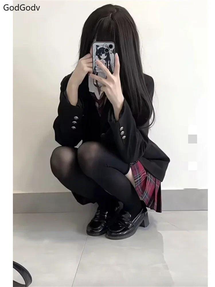 Spring Japanese Preppy Style Vintage 3 Piece Set Women JK Sweet Elegant Skirt Suit Female Necktie Korean Style Chic Outfits 2025