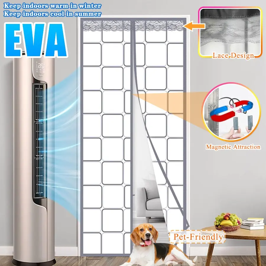 1pc Magnetic Eva Door Curtain, No Drilling Installation, Energy Saving for Summer and Winter, Privacy Decor for Living Room, Bedroom, Balcony