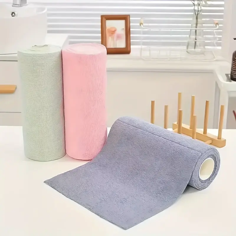 Eco-Friendly Polyester Reusable Cleaning Wipes - 1 Roll (20 Pieces), High Efficiency Household Substitute, Durable Machine-Washable Multi-Surface Rag for Kitchen & Living Room Home Care Supplies