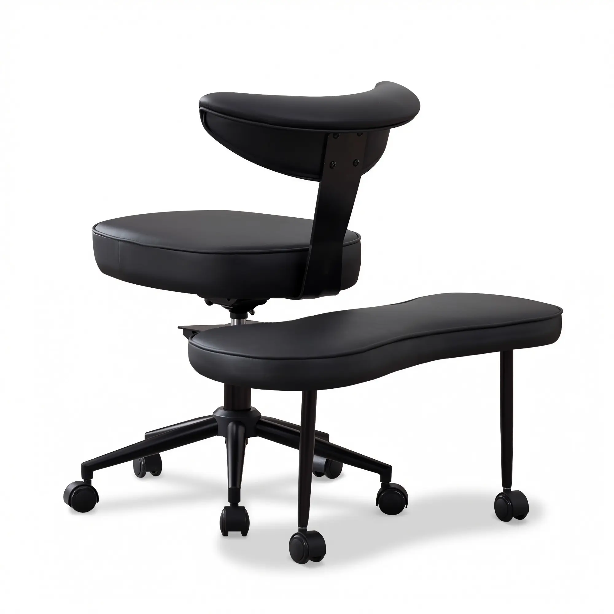Ergonomic Cross-Legged Office Chair – Adjustable Height, Lumbar Support, 360° Swivel, Wide Criss Cross Meditation & Yoga Kneeling Seat, Wheels