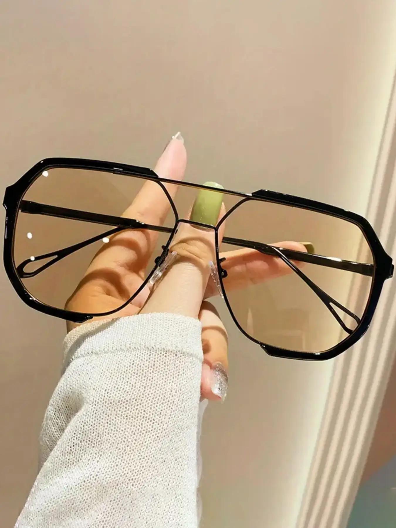 Summer Minimalist Geometric Frame Top Bar Sunglasses for Men & Women, 2024 Vintage Trendy Thin Glasses for Everyday Use, Modern Fashionable Versatile Accessories for Driving & Beach Travel