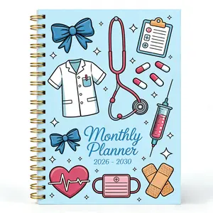 2026-2030 Monthly Planner/Calendar - January 2026 to December 2030, 5-Year Monthly Planner, Blue Nurse-Themed Cover Design Notebook, Annual and Daily Calendar Planning, Monthly Tabs, 60-Month Calendar, 5.5 x 8.3 inches, Thick Paper, Elastic Cover, Durable