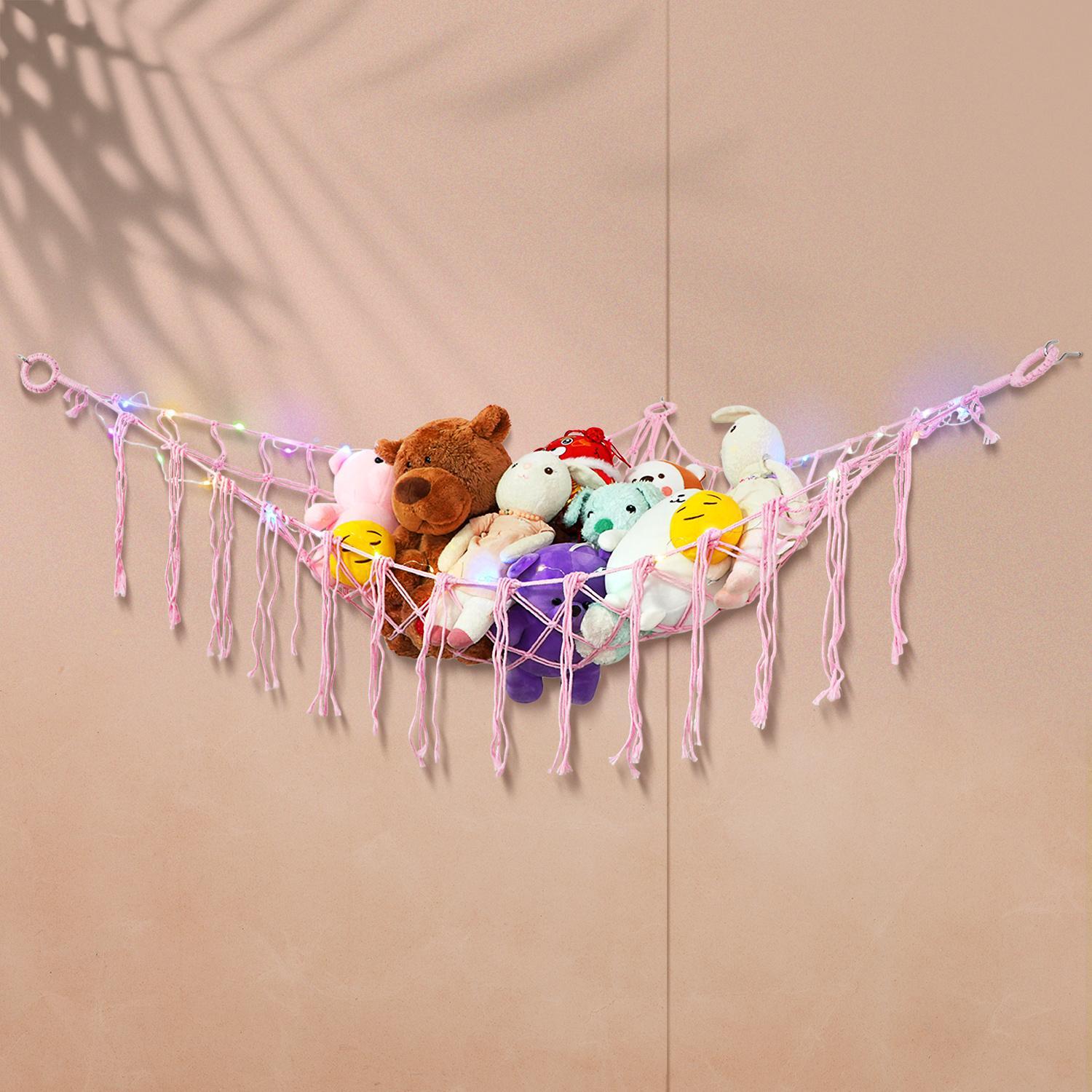 Extra Large Corner Hanging Plush Toy Storage Net, Cute Stuffed Animal Organizer & Decor for Kids' Rooms, Bedrooms & Nurseries, Ideal Holiday Gift for Halloween, Christmas & Easter