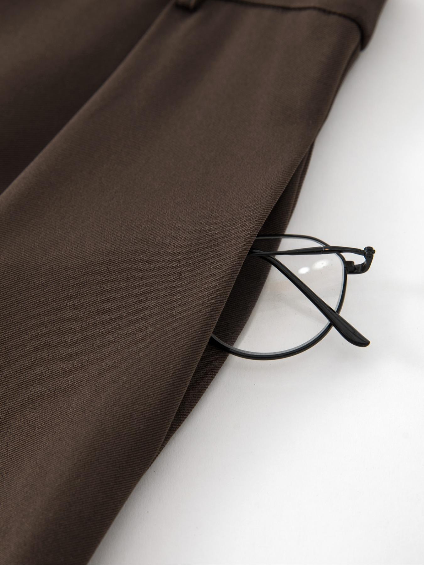 Women's Solid Color Wide Leg Loose Pants, Elegant Fashion Casual Trousers for Work Office Business, Ladies Bottoms for All Seasons