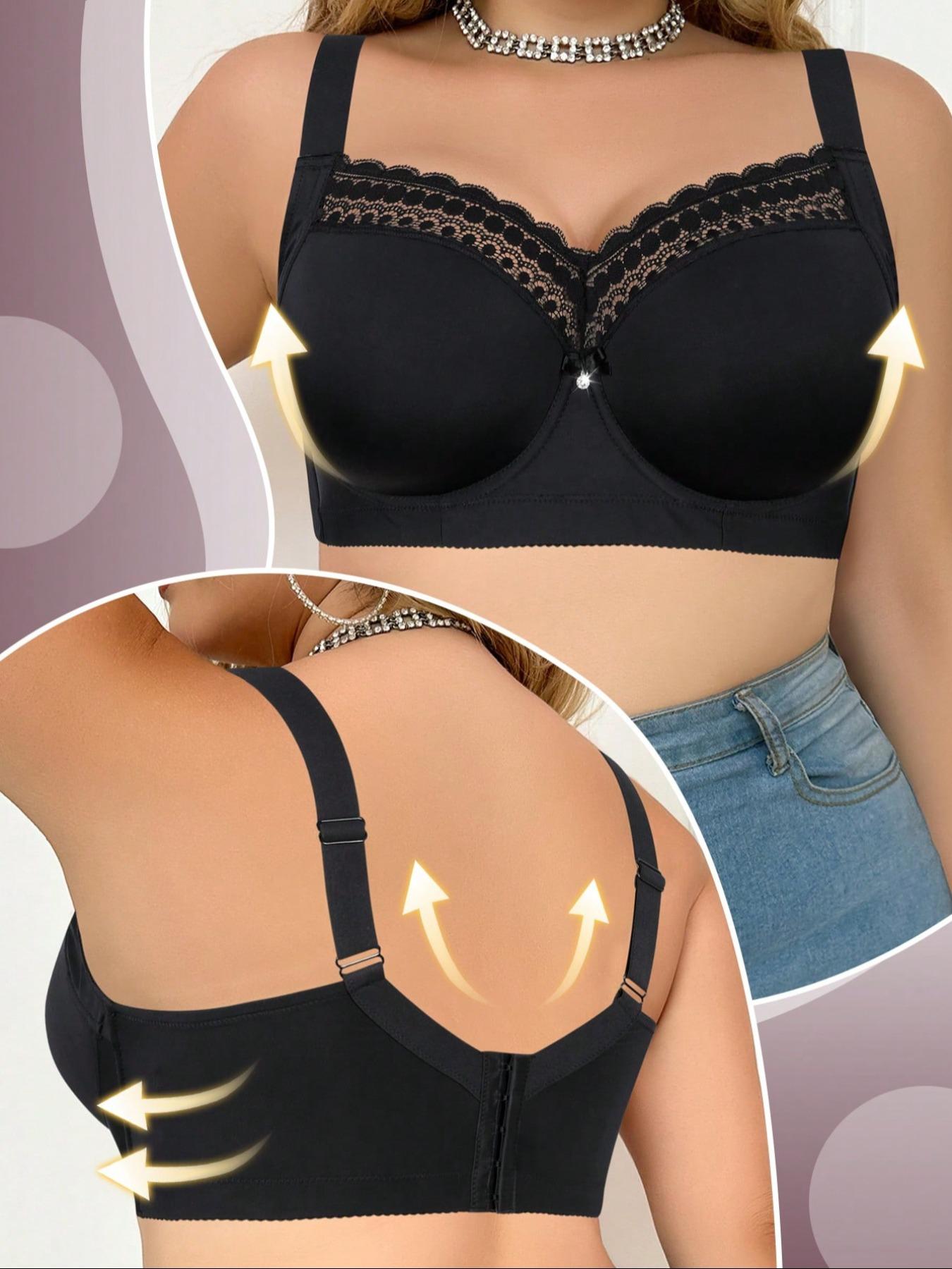 Women's Plus Size Bras Basic Casual Style Bra Supportive Medium Underwire Bra Full Coverage Bra Push Up Lingerie Anti Sagging Bra Comfort Smooth and Sexy Lace Bra Elegant Simple Bra Everyday Bra Halloween Lingerie Sports Bras for women