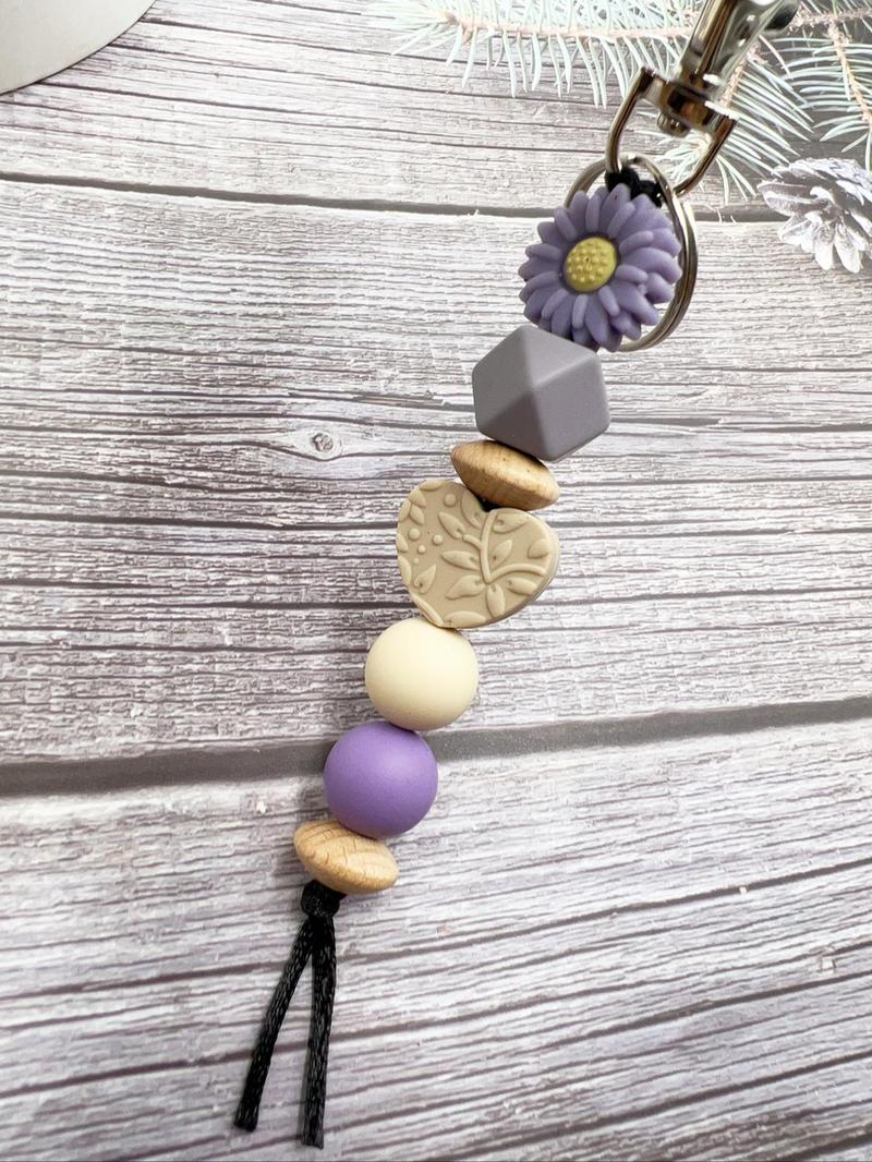 Colorful Flower Design Beaded Keychain, Boho Style Beaded Decor Keychain For Women & Men, Cute Trendy Accessory, Bag Decoration, Keychain Bag Pendant