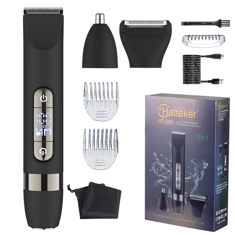 4-In-1 Dual Head Electric Shaver, Body Hair Trimmer & Facial Hair Remover, Nose Hair Clipper, Ipx7 Waterproof, for Leg Arm Body Face, Cordless Waterproof Shaver, Portable Wireless Trimmer, Body Hair Trimming