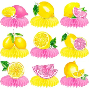 12Ps emon Honeyomb enterpiees  emon Tabe Toppers, Summer itrus Fruit Themed Party Deorations for Birthday  Shower Poo Party Brida Shower Wedding Tabe Deor