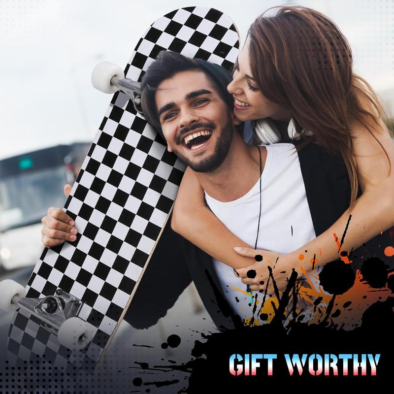 Pro Complete Skateboards for Beginners Girls Boys Kids Youths Teens Adults 31"x8" Skate Boards 7 Layers Canadian Maple Double Kick Deck Concave Longboard