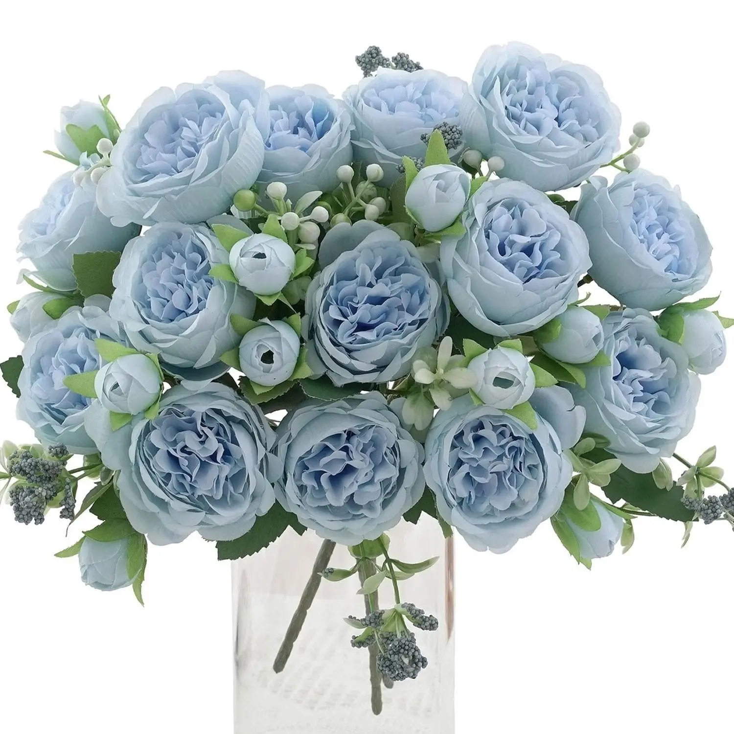 2026 New 4-Piece Artificial Peony Bouquet, Full Bloom Peonies with Leaves, Plastic Floral Arrangement for Indoor/outdoor, Gift Decor for Spring, Artificial Floral Arrangements