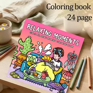 Adult Coloring Book, 24 Thick Pages, Non-Transfer Design, Stress Relief, Relaxing Hand Drawn, Ideal Gift for New Year, Christmas, Party