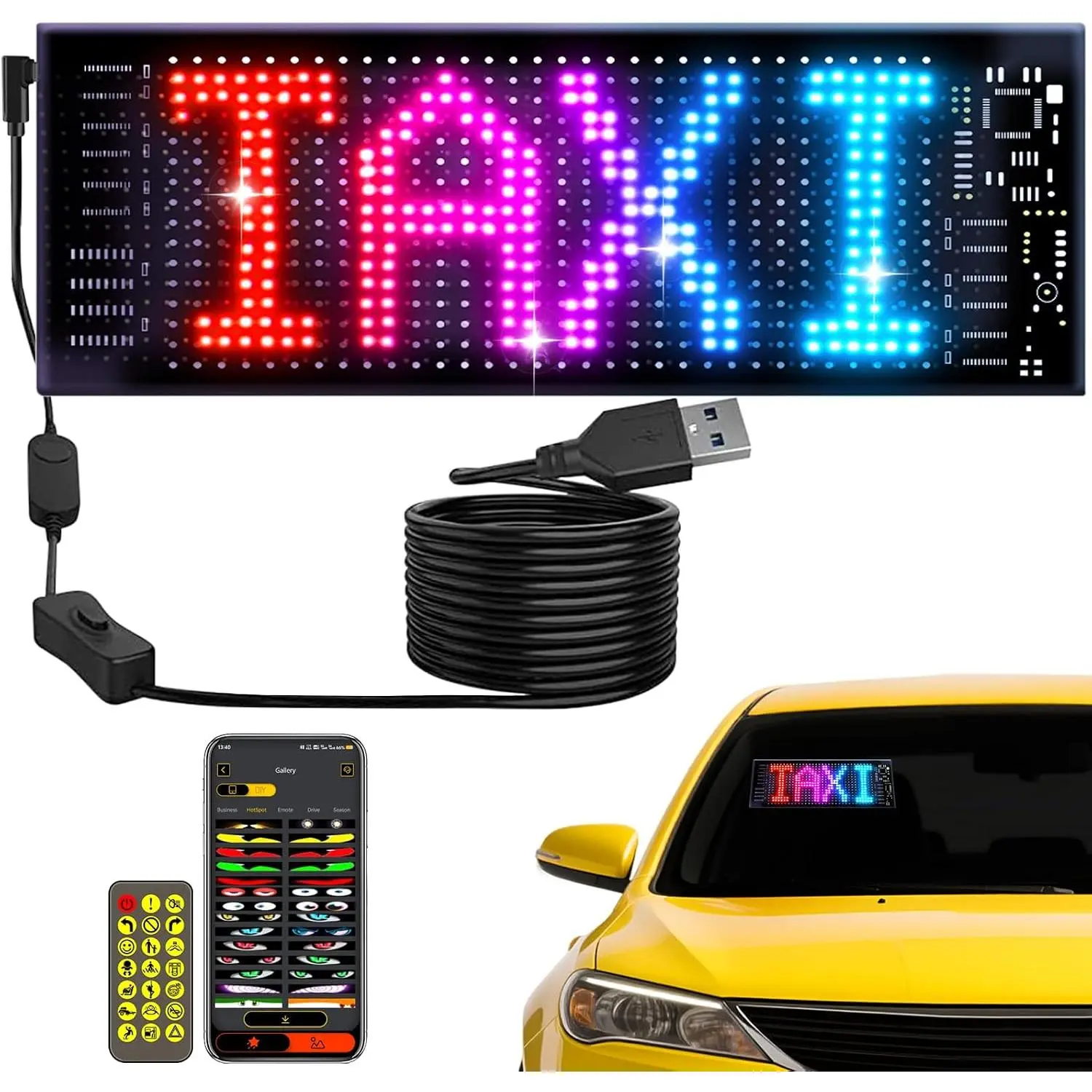 Programmable LED Scrolling Sign, Flexible Screen, Digital Display  Panel Board,  APP Control, Advertising LED Sign with Remote, Custom Text DIY  Animation for Store  Bar (3x7inch)