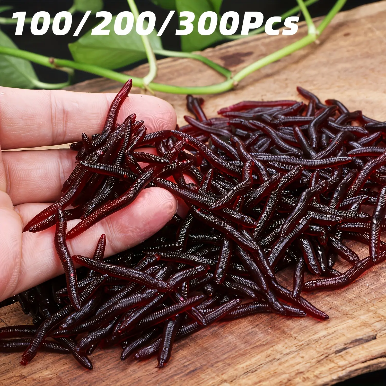 100/200/300pcs Earthworm Soft Lures - 4cm/1.2in 0.3g Red Worms - Artificial Rubber Lifelike Baits - Fishing Soft Baits