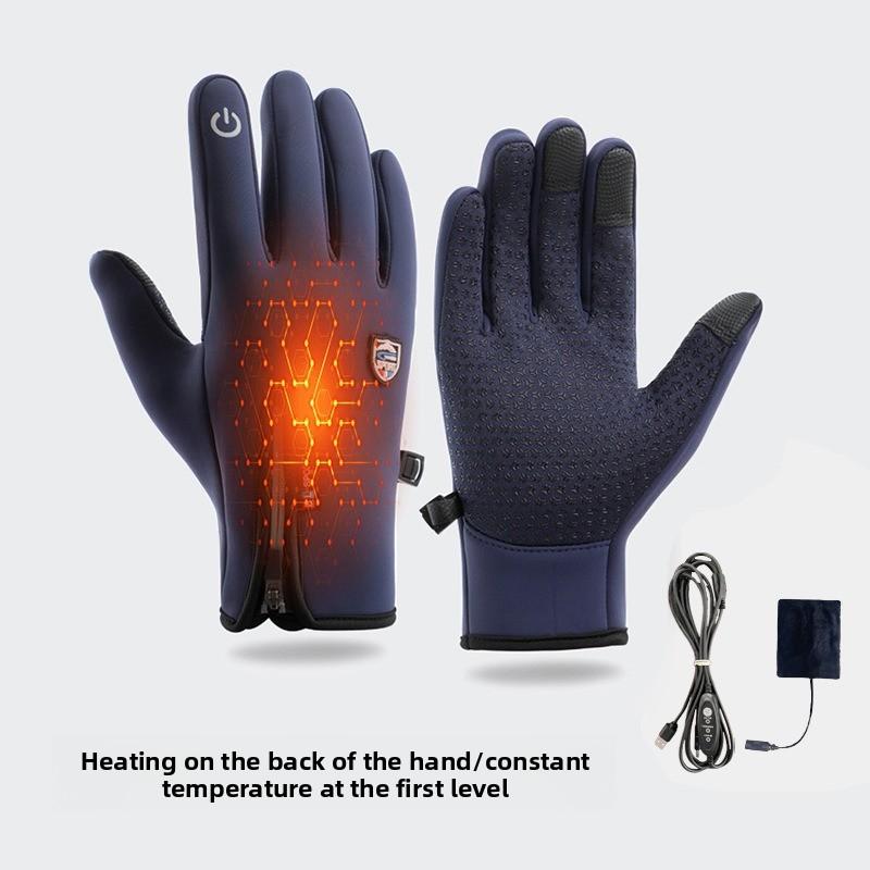 heated gloves glives winter Back of Hand USB Heated Gloves - Thickened Electric Heating Waterproof Warm Gloves Outdoor Skiing, Riding, Locomotive, E-Bike, Ski Mask, Softball, Walking Pad, Vibration Plates manufacturer