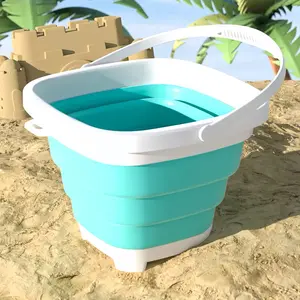 Foldable Large Capacity Thickened Portable Adjustable Handheld Beach Bucket, Outdoor Sand Fishing Art Student Pen Cleaning Container