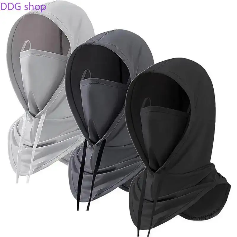3-Pack Hooded Balaclava Ski Masks, Lightweight Cooling Fabric Face Cover, UV-Protective Sun Shield, Breathable Drawstring Fit Biker Style/Motorcycle-Inspired Balaclavas for Motorcycle Riding, Skiing, Ski Mask