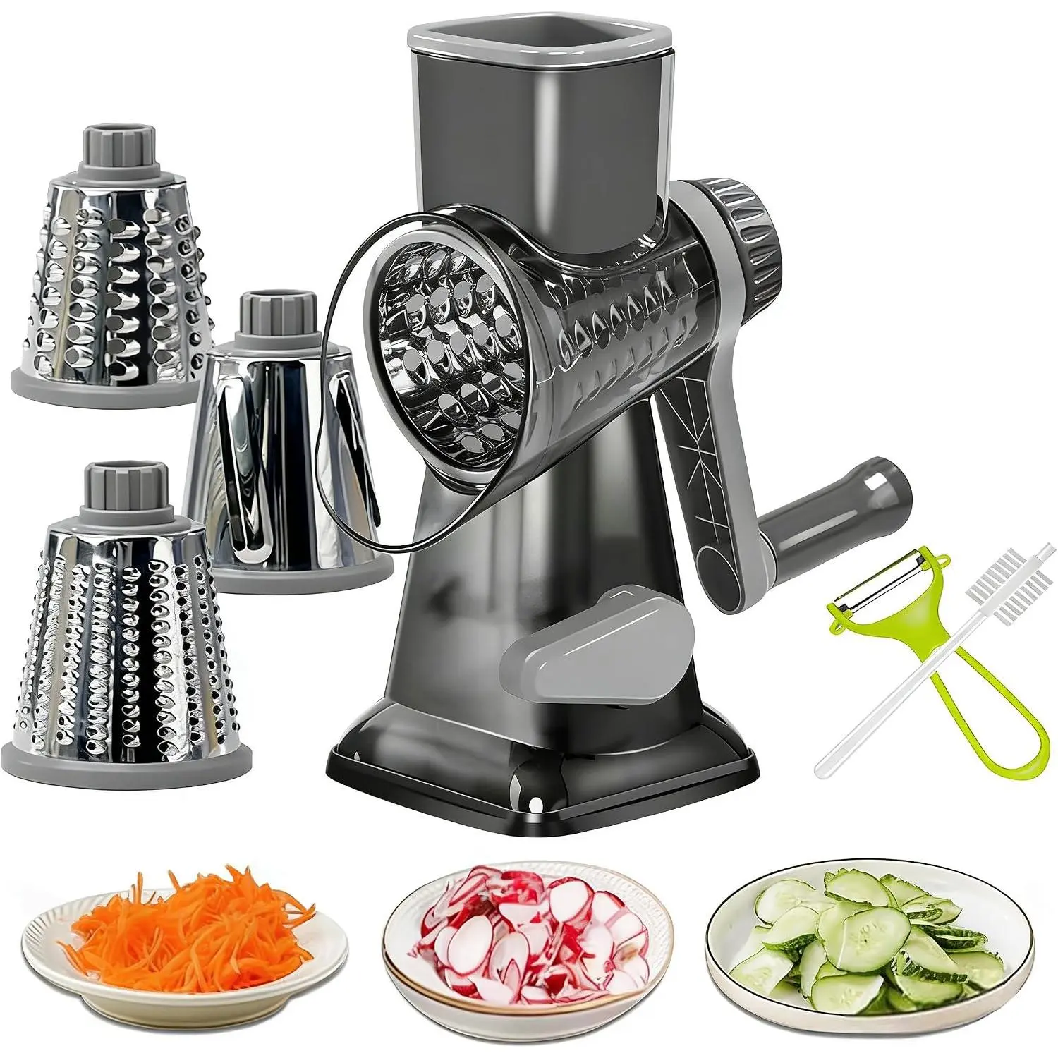 Cheese Grater Rotary Cheese Grater,Versatile Cheese Shredder |  suction cup base,Suitable for a wide range of ingredients,Safe hand-protection design,Detachable and easy to clean