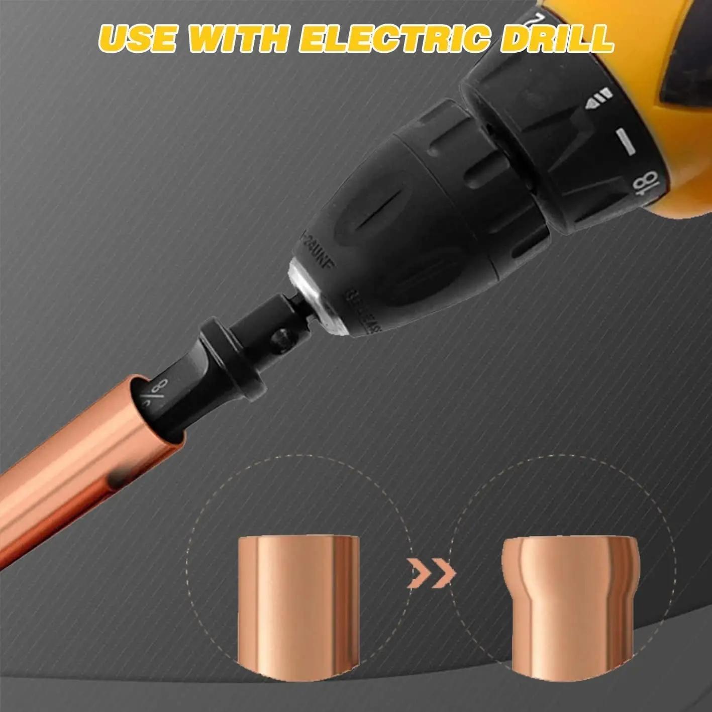 5 In 1 Copper Tube Expander, Swage Tube Expander, Copper Tube Expander Tool With 1/4, 3/8, 1/2, 5/8 & 3/4 Bits, Power Tool Accessories
