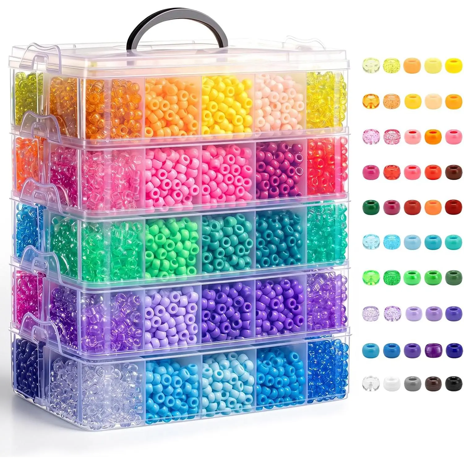 14000 count Pony Beads Bulk, 50 Colors 6x9MM Kandi Beads for Hair Braiding Bracelet Making  Key Chains DIY Crafts Gifts (8LB, Shock Resistant Package)