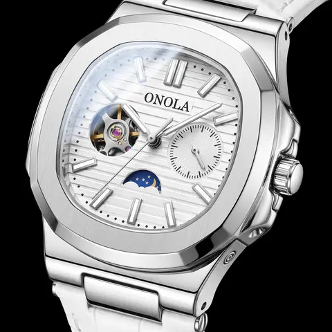 ONOLA Men's Business Fashion Mechanical Watch, Open-Heart Tourbillon-Style Design with Automatic Winding, 3ATM Water-Resistant Analog Wristwatch, Exquisite Watch, Fashion Wristwatches, Perfect Christmas Gift