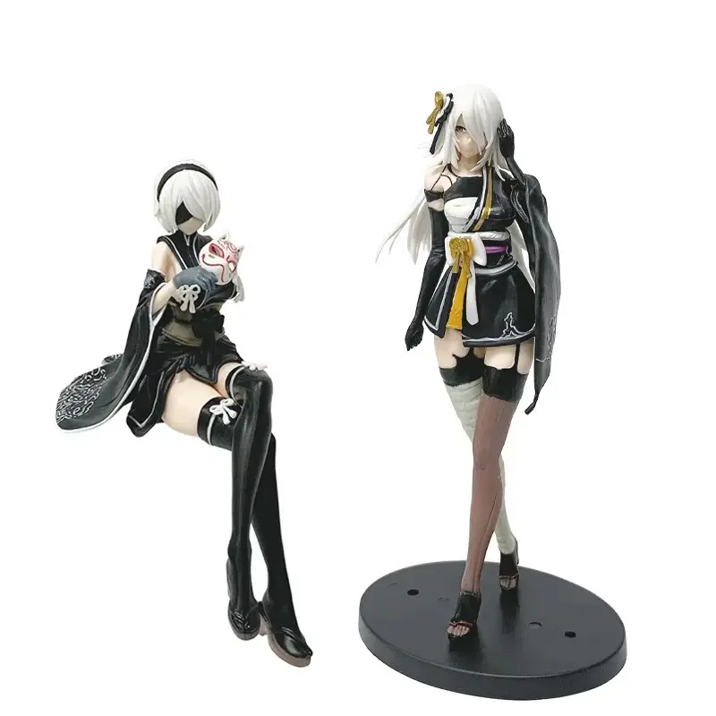 YoRHa Type 2B Sitting Anime Action Figure, YoRHa Type A Kimono Anime Figurine, 21.5cm PVC Model Toy for Adult Collection & Gifting, Anime Figures, Action Figures Anime