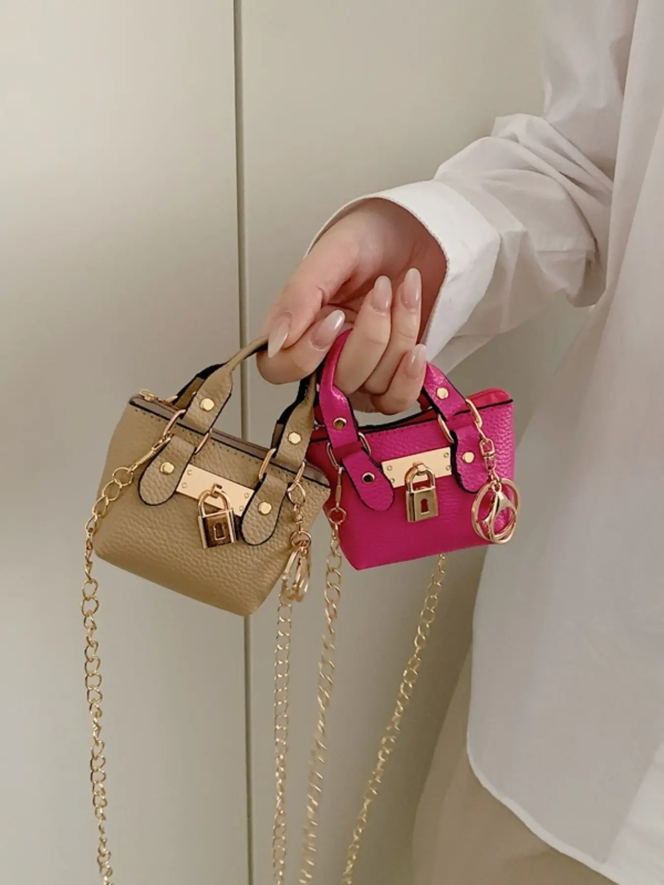 Mini PU Leather Crossbody Bag, Detachable Chain, Cute Solid Pattern, All Seasons, Perfect for Lipstick, Earphones, Coins, Holiday Gifts