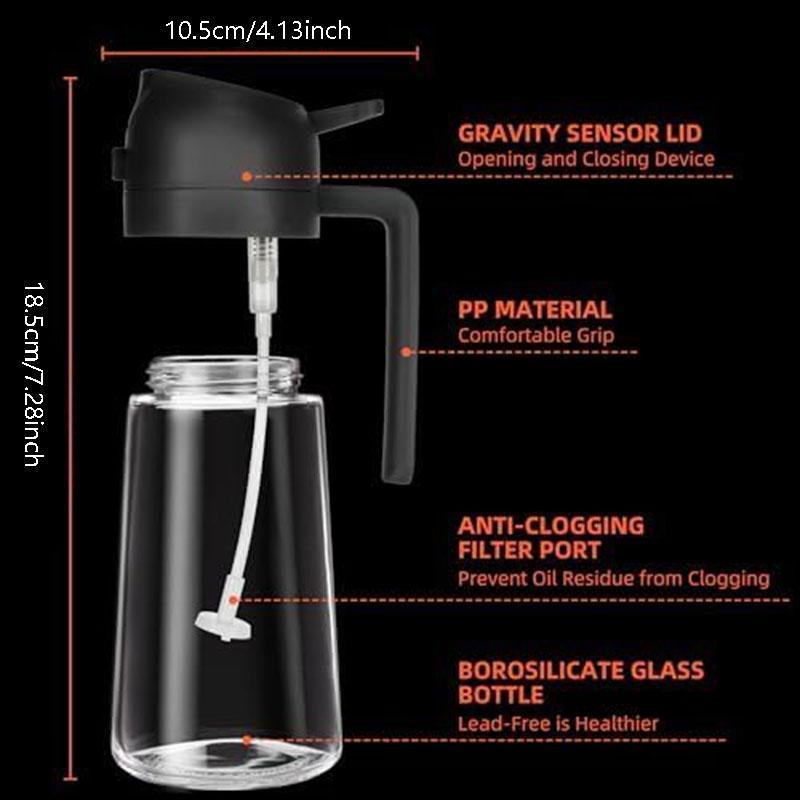 16 oz Glass Oil Spray Bottle, 2-in-1 Olive Oil Sprayer and Kitchen Cooking Oil Dispenser with 470 ml Aroma Mist Spray and Pour Design for Home Use #GLOBAL PICKS