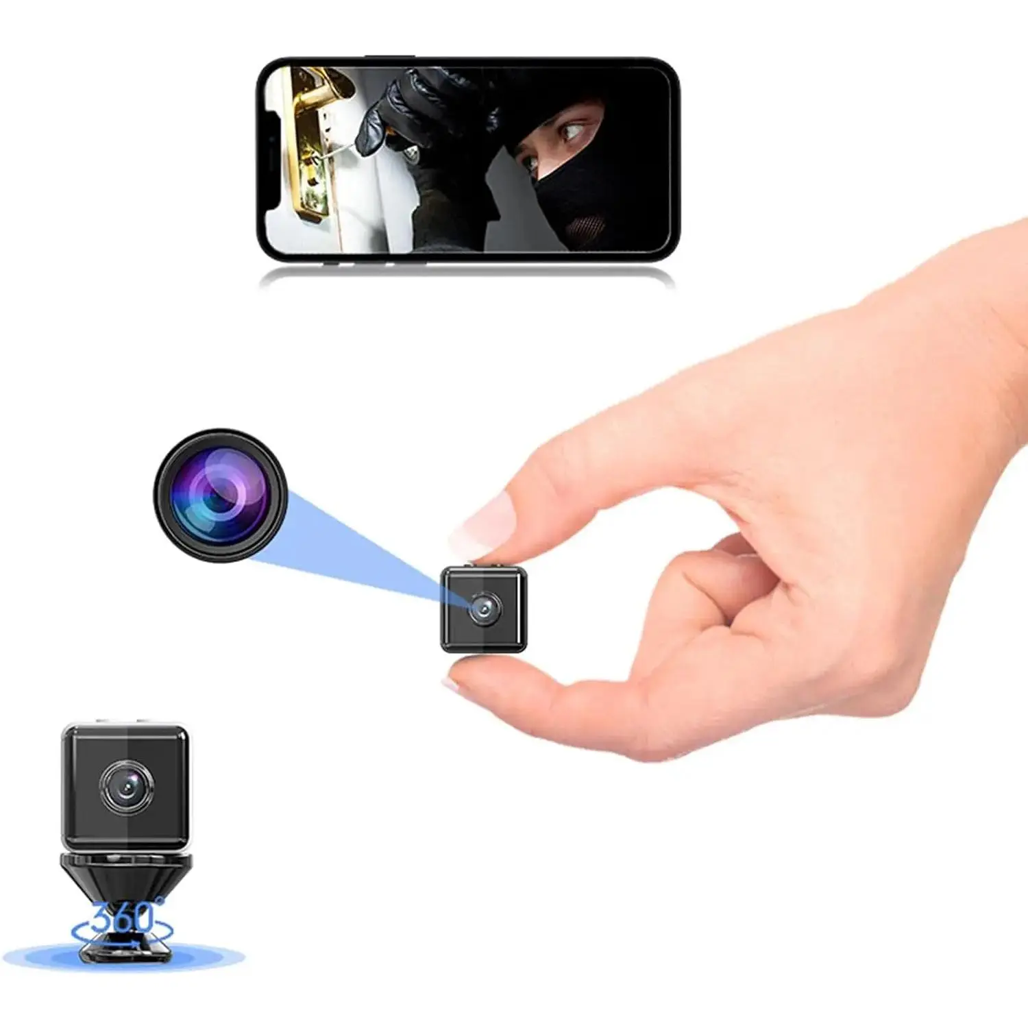 X6D Mini Wireless Network Security Camera - 1080P HD, Built-in Battery, Home Monitoring Cam, Smart Wi-Fi Video, Surveillance, High Definition, Mini Cam Security Cameras & Systems, Smart Wi-Fi Video Security Cameras & Systems