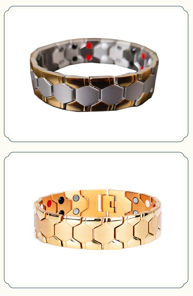 Titanium steel bracelet, wide version, men's stainless steel jewelry, in-stock wholesale, pure titanium magnetic bracelet, high-efficiency magnetic therapy bracelet