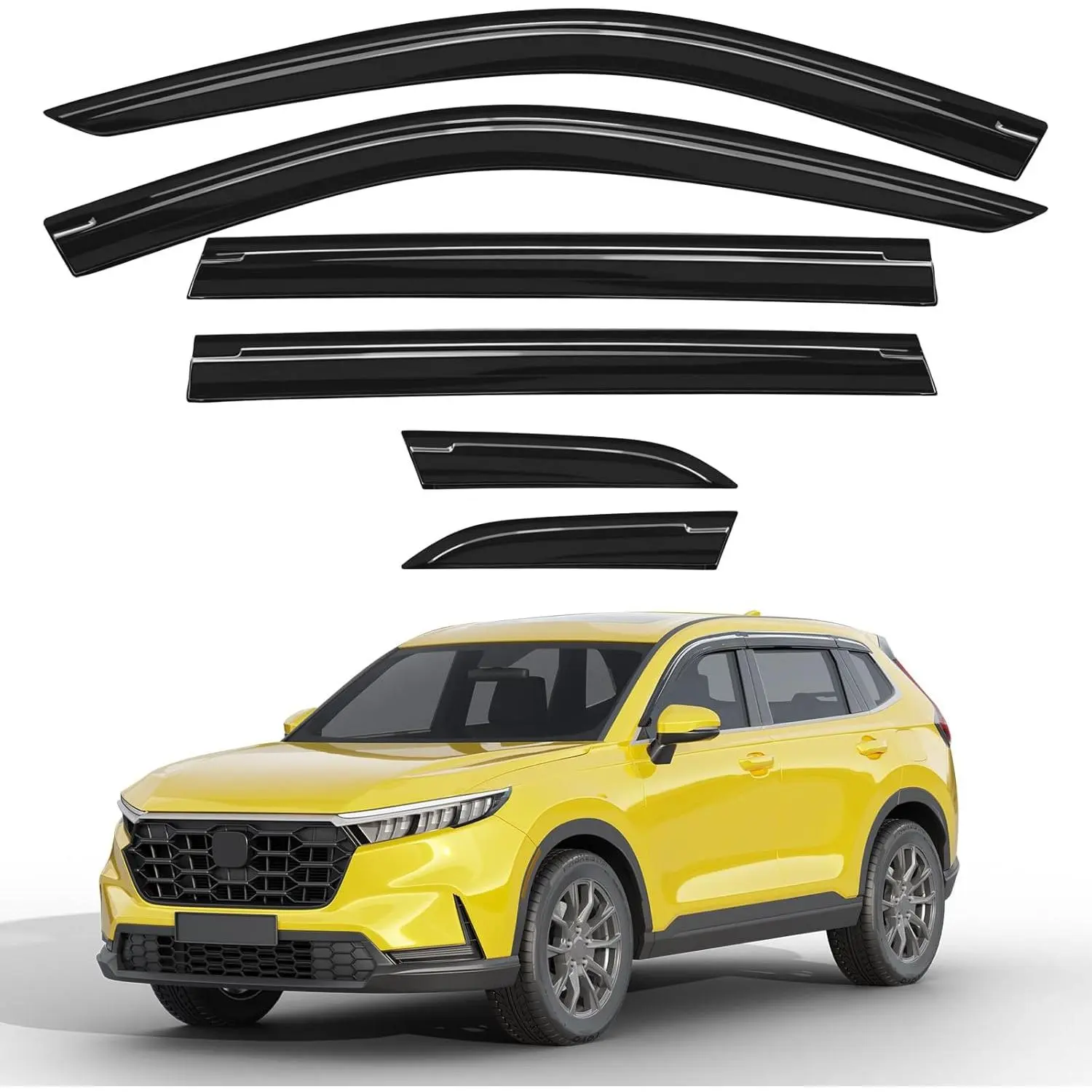 Low Profiles 6-PCS Extra-Thick Window Rain Guards Fit for Honda CR-V CRV 2023 2024 2025 2026 Rain Guards Window Deflectors Vent Visors Shades