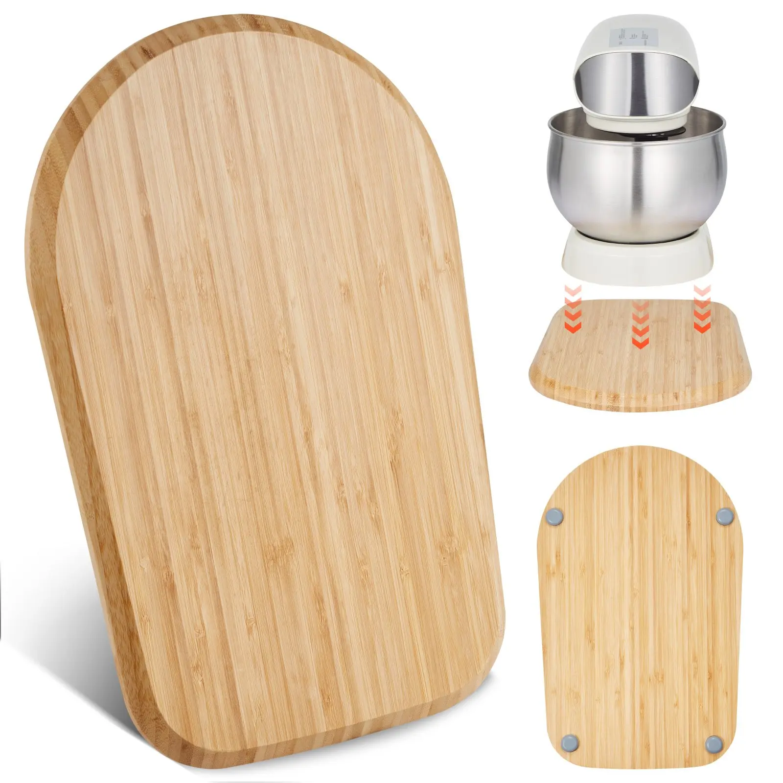 【Summerfinds】VEVOR Stand Mixer Slider, 14.5x9.4-in Oval Tray, PTFE Feet, Compatible with 4.5-5 Qt Tilt Head Mixers, Kitchen Countertop Mover, Natural Wood Appliance Sliding Tray