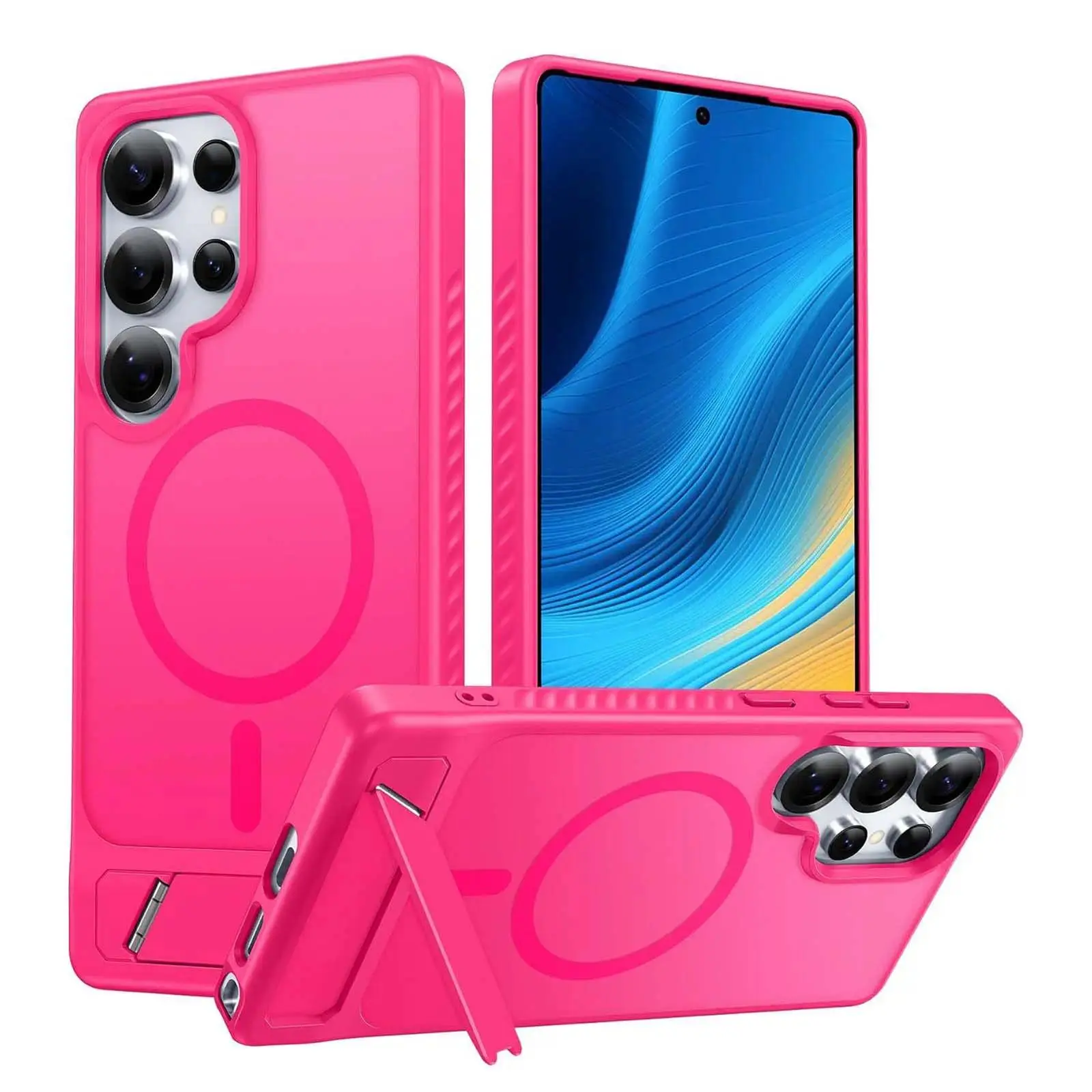 Compatible with S26Ultra/S25Ultra/s24/s23 phone case Sandblasted back panel, silicone frame, shockproof corners and built-in stand phone case -hn47008