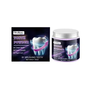 Purple tooth powder, enhances oral hygiene, with gentle ingredients to clean teeth, freshen oral care, gum care, and tooth powder