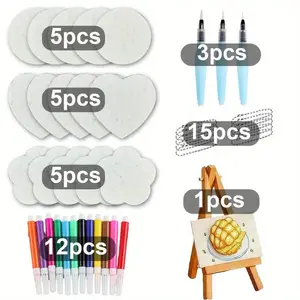 46pcs Magic Foam Texture Painting Kit, 3D Sponge with Foam Paper, DIY Bubble Drawing Pens, Artistic Tools, Vibrant Colors for Creative Art Projects, Art Markers Set, Art Supplies Kit