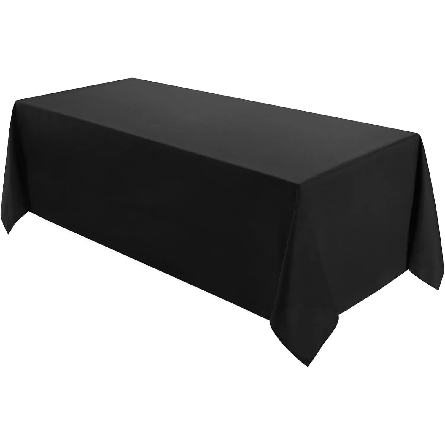 1 Pack Tablecloth 90 * 132inch Rectangle Table Cloth Polyester, Stain Wrinkle Resistant Polyester Dining Table Cover for Kitchen Dinning Party Wedding Tabletop Buffet Decoration(Black)