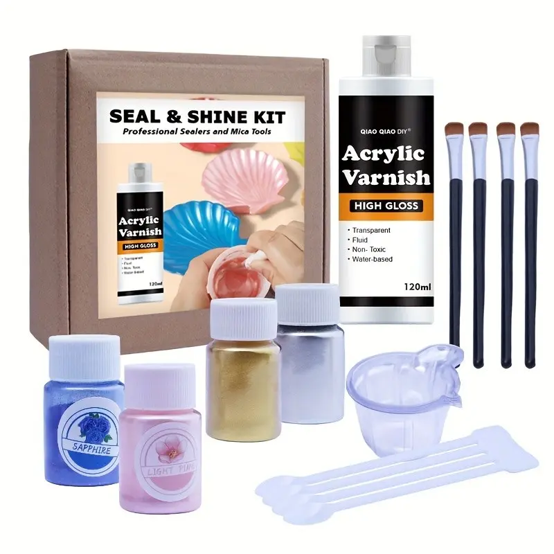 23pcs/set Glitter Colorable Acrylic Gloss Sealer Varnish Mica Powder Kit -Colorable Glitter Gloss Sealer Kit, Glitter Colorable Acrylic Gloss Sealer Varnish Mica Powder Kit, Resistant to Fading, and complete drying within 12 hours ensures optimal adhesion