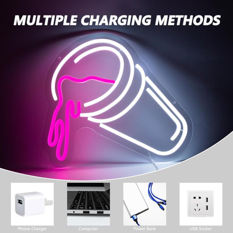 Creative Drink Design Neon Sign, USB Powered Neon LED Light, Atmosphere Neon Sign for Home Party Decoration