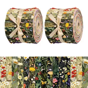 40 Pieces 6.5 x 50cm Spring Themed Floral Pattern Pre Cut Fabric Bundle Precut Quilting Fabric For Hand Sewing Quilting Doll Making Bag Decoration Home Decor Sewing Supplies For DIY Sewing Projects Beginners And Professionals Ideal Holiday Gift