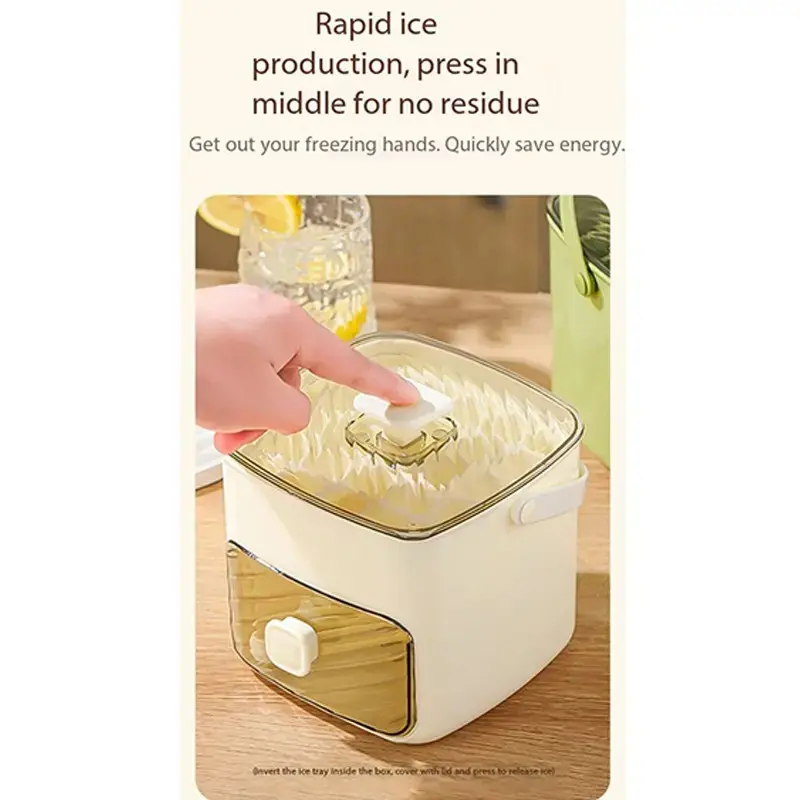 Home Supplies Foldable 48 Compartments Portable Ice Bucket - Eco-Friendly Durable Construction Large Capacity Press Mold Ice Maker, White