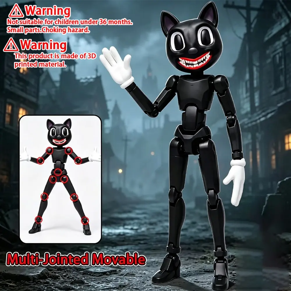 Multi-Jointed Movable Dummy 13 Action Figure, 3D Printed Scary Cartoon Cat Monster, Desktop Decor, Birthday Xmas Gift
