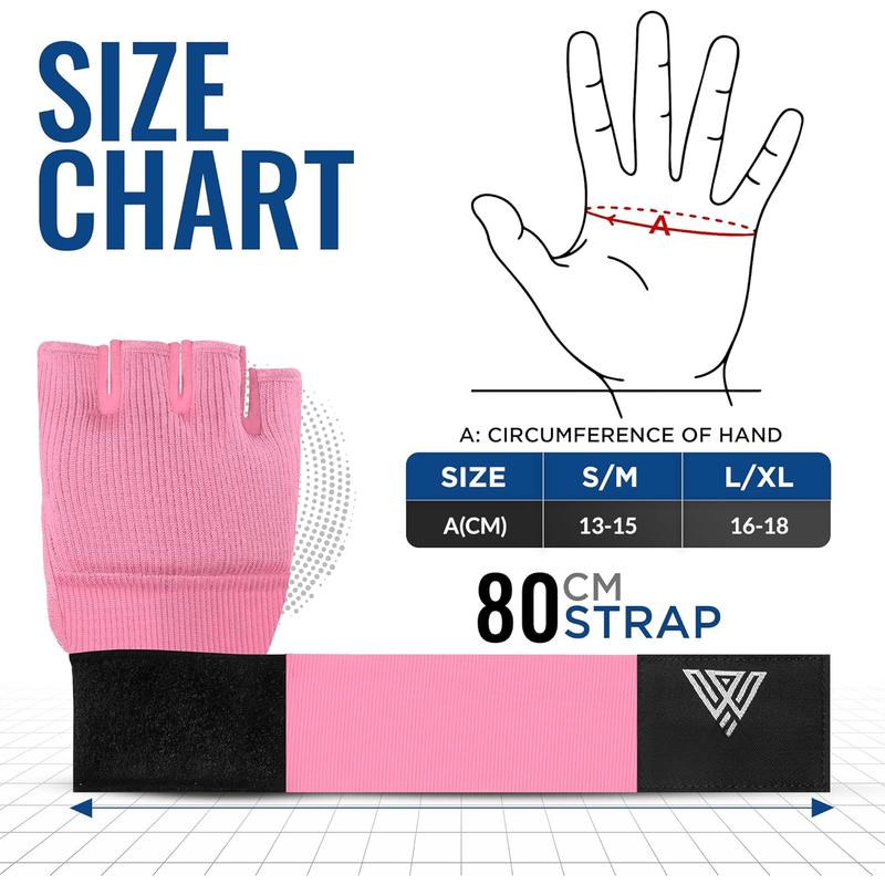 Gel Boxing Hand Wraps Inner Gloves for Men & Women - 80cm Quick Wrist Strap, Padded Knuckle Support, Fingerless MMA Muay Thai Kickboxing Wraps for , Punching & Martial Arts