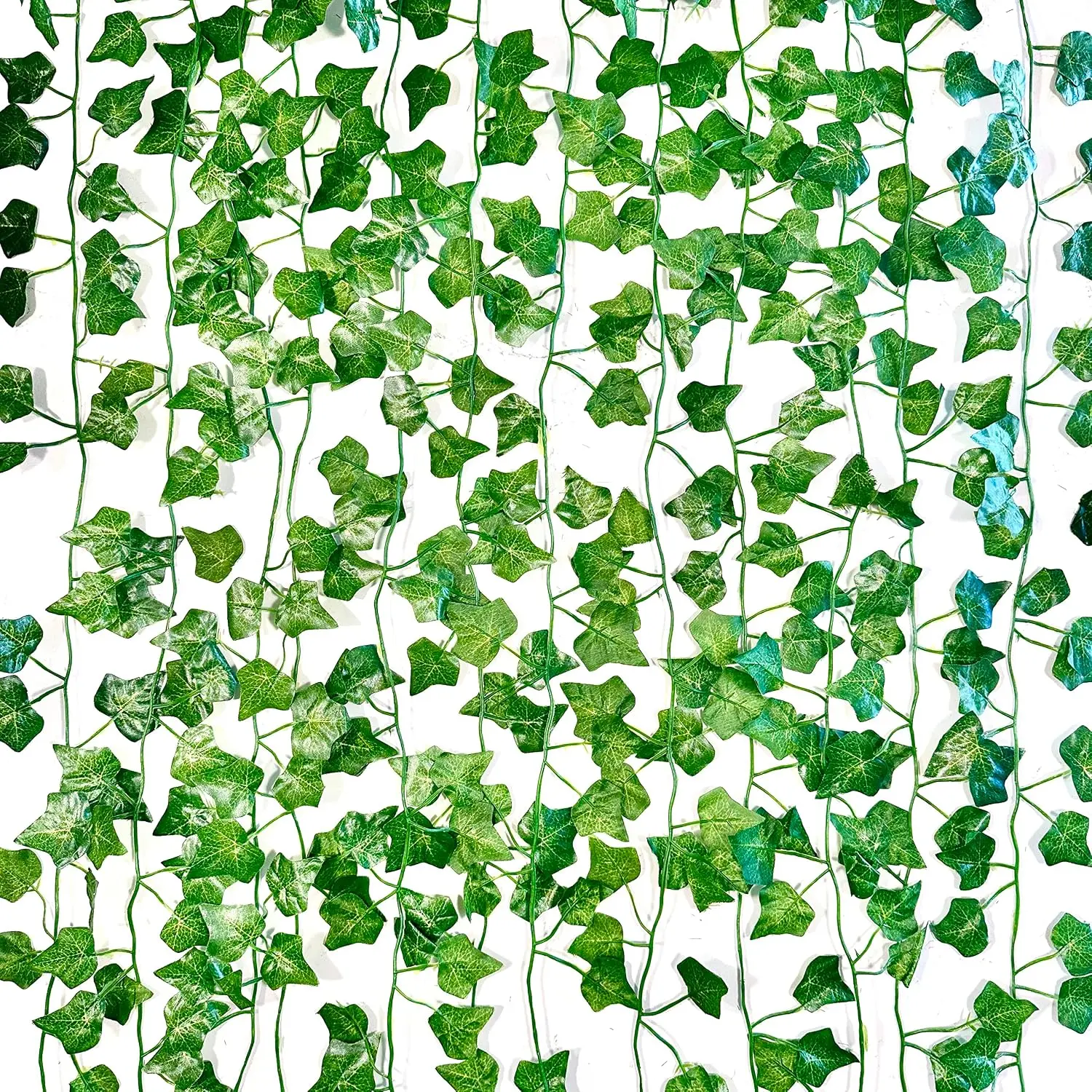 18-Pack Synthetic Artificial Green Ivy Leaf Vine Garland (126Ft) - Hypoallergenic Artificial String, Modern Wall Decor for Wedding Party, Indoor-Outdoor Home Festive Party Décor