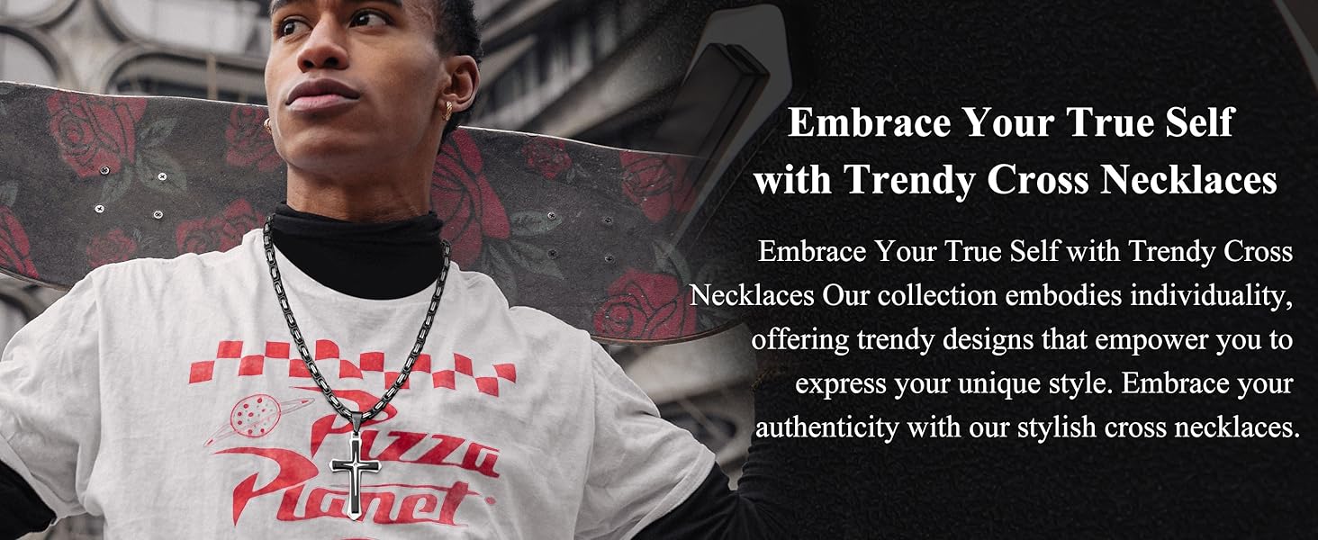 LOLIAS Black Gold Cross Necklace for Men Stainless Steel Byzantine Chain With Cross Pendant Necklace Mens Gift 22-30lnch