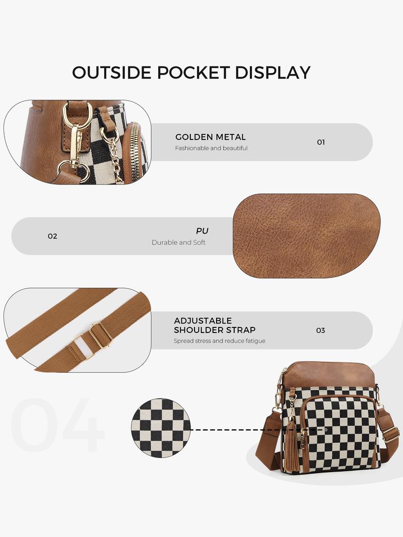 Women's Fashionable Plaid Pattern Shoulder Bag, Fashionable Patterned Bag, Casual Versatile Shoulder Bag for Daily Used, Trendy All-match Commuter Bag
