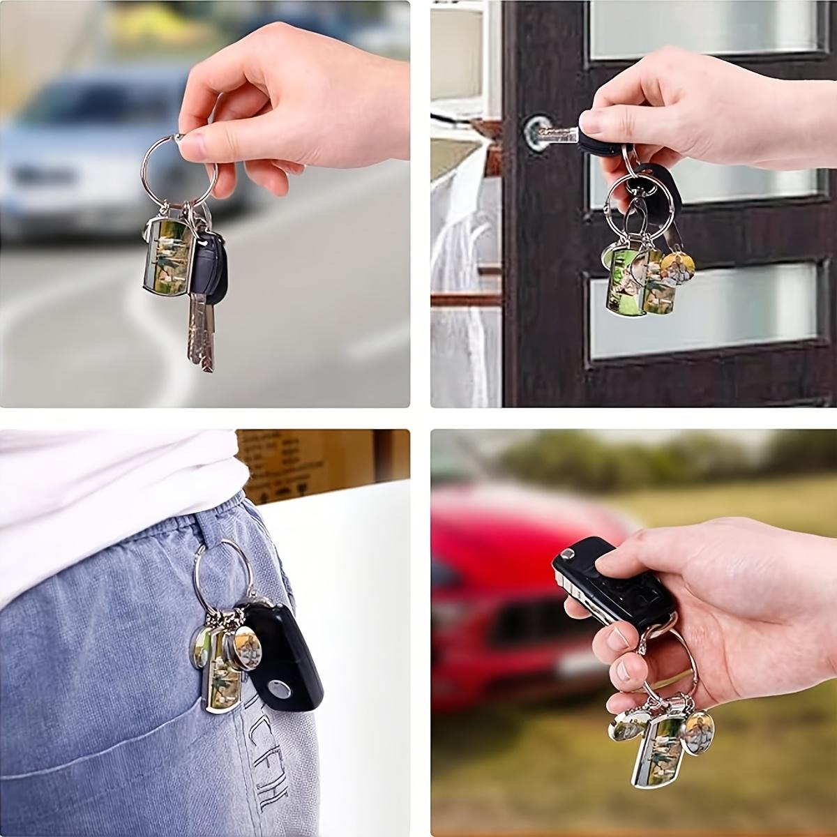 Custom Photo Keychain-4 Pictures, Personalized Keychain, Customized Picture Key Chain, Customizable Bag Charms, Keychains for Women/Mens, Decoration, Zinc Alloy, Anniversary, Birthday Gifts, Family