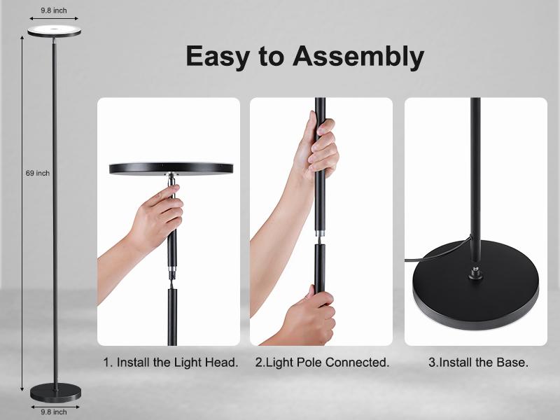 Floor Lamp for Living Room, 32W/3000LM Super Bright LED with Remote Control – 69" Tall Standing Lamp, Stepless Dimmable, Modern Torchiere Corner Lamp for Bedroom and Office