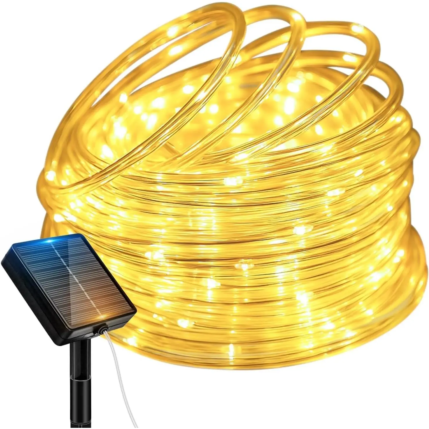 Solar Rope Lights, 120LED 46FT Solar String Lights Outdoor Waterproof, 8 Lighting Modes Solar Powered Strip Trampoline Light for Outside Garden Tree Christmas Yard Patio Decor, Warm WhiteGift